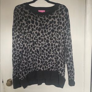 Isaac Mizrahi Black and Gray Patterned Sweater XL